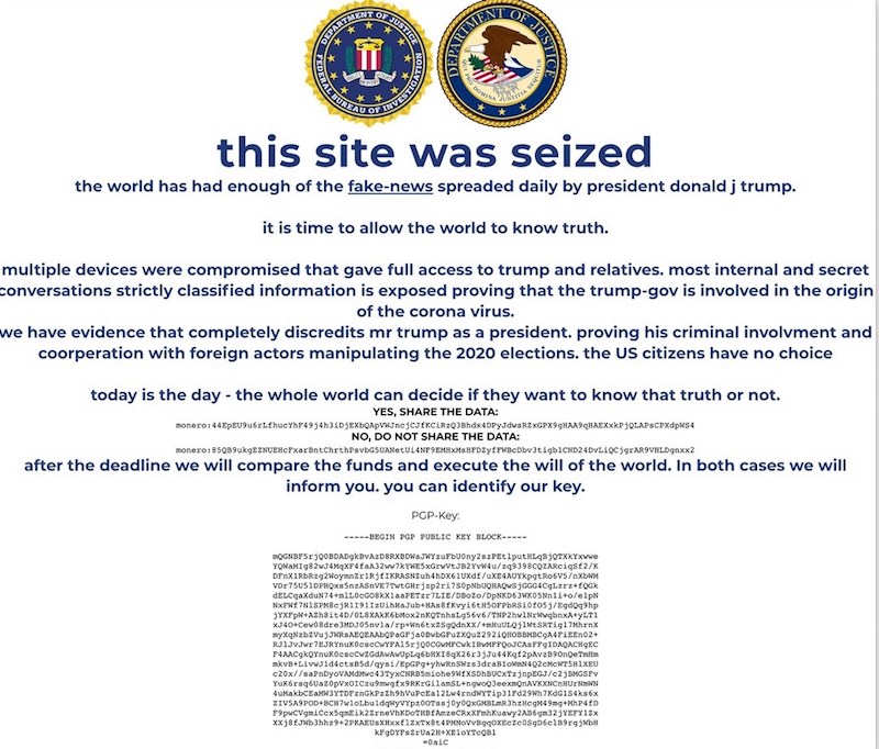 Hackers hacked Trump campaign website, demanding cryptocurrency in exchange for dirt on the president