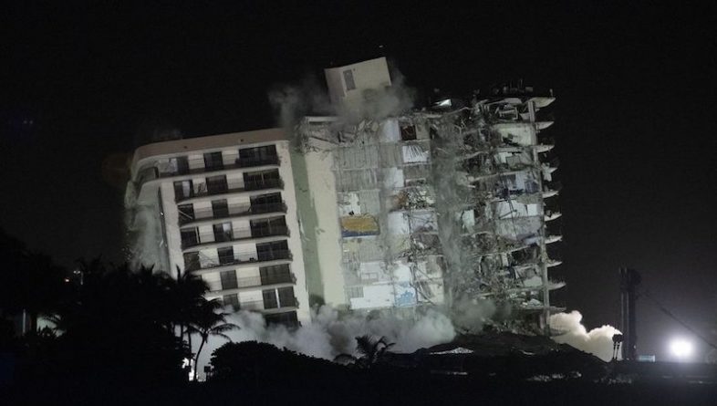 The surviving part of the condominium in Surfside was demolished