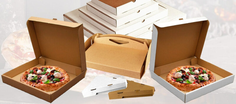Corrugated cardboard boxes for pizza and cake